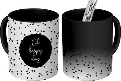 Magische Mok - Foto op Warmte Mokken - Koffiemok - Quotes - Tekst - Oh happy day - Geluk - Magic Mok - Beker - 350 ML - Theemok - Mok met tekst