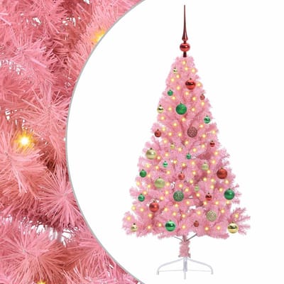vidaXL - Kunststof - Voorverlichte - Kerstboom - met - 150 - LED - Roze - 150 - cm - PVC