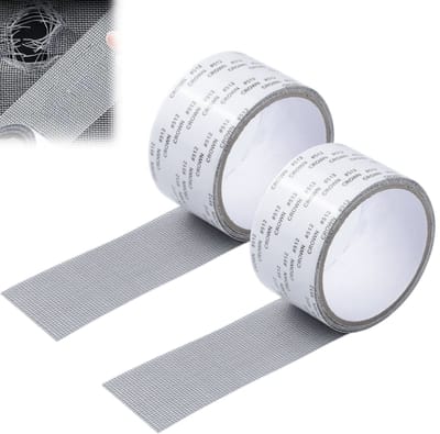 2 stuks-Reparatietape voor raamhorren - Raamhortape - Reparatiepatch voor raamhorren - Zelfklevend - Reparatietape - Accessoires voor raamhorren - Geschikt voor deuren en ramen met gaas - Grijs - 5 cm * 200 cm