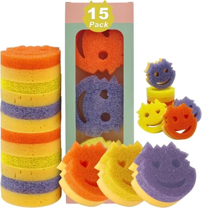 Dailygoods- Schoonmaakschwammen 15-pack - Dubbelzijdige Schuurspons - Geurbestendig - Temperatuurgeregeld - Efficiënt Schoonmaken - 4 cm Dikte - Afwaspons