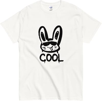 Cool T Shirt Dames Heren - Grappig Grunge Konijn - Katoen - Wit - S