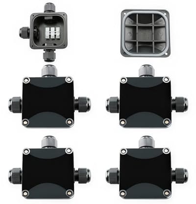 4 Stuks IP66 Waterdichte Aftakdoos voor Buiten - 3-Weg Kabelstekker en Kabelverbinder