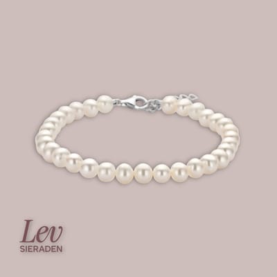Lev Sieraden - Parel armband - 18 + 3 cm Gerhodineerd 925 zilveren armband met parels