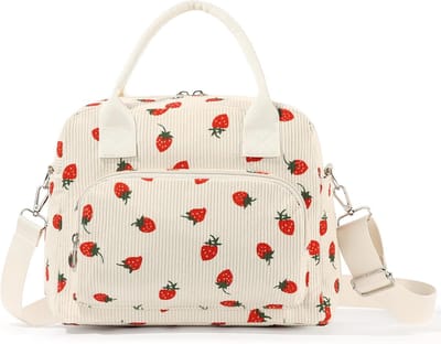 klein, 11,2 l, geïsoleerde koeltas voor dames en heren, geïsoleerde lunchbox met verstelbare schouderriem, waterdicht en oliebestendig, voor werk, school (aardbeien)