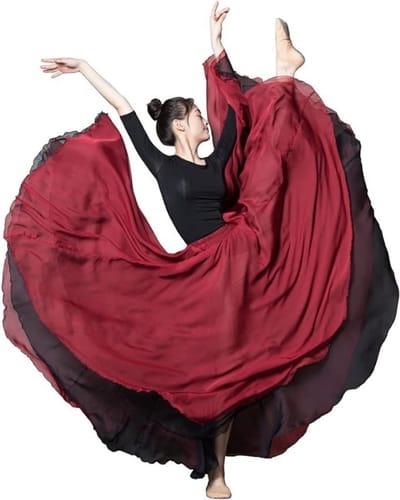 Flamenco Rok voor Dames in Rood - Lange Belly Dance Rok voor Dansperformances en Kostuums