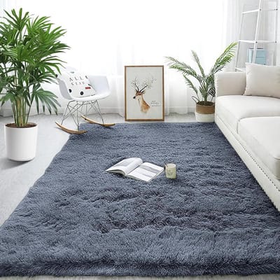 Zachte en Wasbare Shaggy Vloerkleed voor Woonkamer en Kinderkamer, Antislip, Grijs, 80 x 160 cm, Modern Design