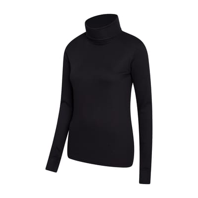 Mountain Warehouse Dames/Dames Meribel Katoenen Roll Hals Top met Lange Mouwen (Zwart)