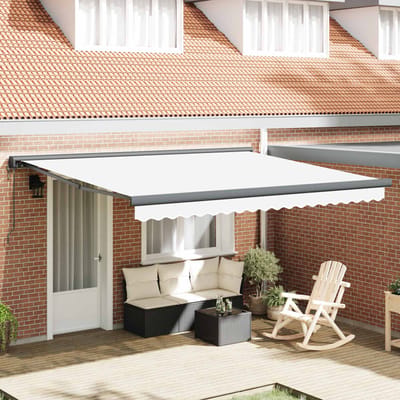 vidaXL - Uitschuifbare - luifel - Wit - 400 - × - 300 - cm - Stof - en - Metaal