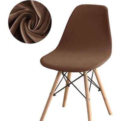 1 /2 /4 /6 -Stuks Velvet Elasticiteit Stoelhoezen Voor Eetkamer Schelp Stoelhoes Zit Overtrek Voor Eetkamerstoel Wasbaar Verwijderbaar 1-Pcs bruin