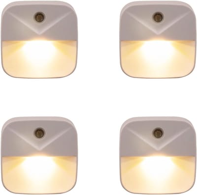 Nachtlampje - LED-nachtlampje met sensor - Stekker - Geschikt voor slaapkamers, badkamers, keukens, gangen en trappenhuizen - 4 stuks - Warm wit licht