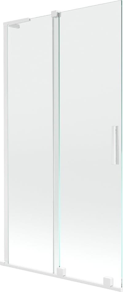 Mexen Velar L badwandpaneel 2-delige schuifdeur 100 x 150 , transparant, wit - 896-100-003-01-20