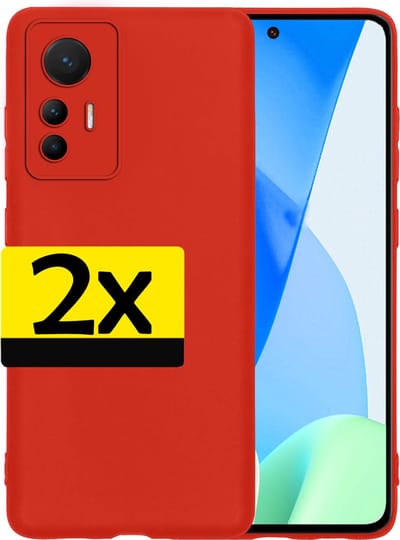 Hoesje - 2 Stuks - Geschikt voor Xiaomi 12 Lite - Sterk & Shockproof - Case Siliconen - Back Cover - Telefoon Hoes - Telefoonhoesjes - Rood