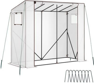 tectake® Foliekas - Tuinkas - 200 x 77 x 170 cm - 1,54 m² - Weerbestendig - Kas - Kweekkas - Steeksysteem - Ritssluiting - Inclusief Spanlijnen en Haringen - Warmte Isolatie voor Groenten, Bloemen, Kruiden, Fruit en Bessen - Transparant