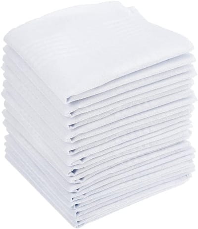 15 Stuks Witte Katoenen Zakdoeken voor Mannen - Zacht, 40x40cm, Perfect voor Formele Gelegenheden, Luxe Accessoire, Grote Zakdoeken