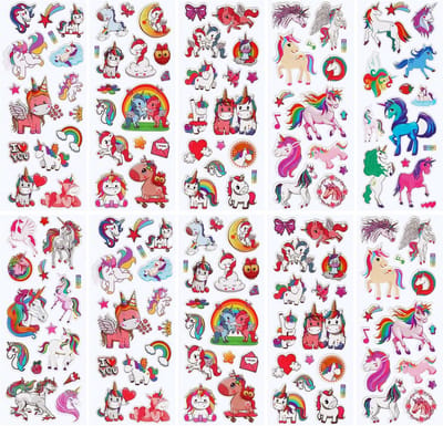 Zonon 10 sheets unicorn stickers, 3D stickers, inflated, DIY, cartoon, unicorn, stickers for reward, prizes, gifts - ShopVlot
