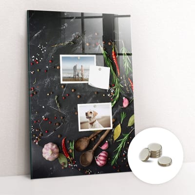 Tulup Glassboards - Kruidensamenstelling Magneetbord - 40 cm x 60 cm - Veelkleurig Memo Magneetbord - Gratis 5 Sterke Magneten - Decoratief Magnetisch Bord - Magneetbord Foto - Memobord Glas - Productiviteit Tools - Memobord Magnetisch