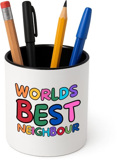 Hacebo® - world's best neighbour Pennenbakje - Buurman - beste buurman - pennenhouder - verjaardagscadeau - kado - gift - Pennenbakje zwart