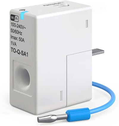 Slimme Energiemeter - Stroommeter Monitor - Energieverbruik Meten - Real-time Inzicht - 1-50A Inductie - Wit
