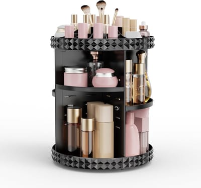 Draaiende Make-up Organizer - Cosmetica Opslag - Badkamer Dressoir - 360 Graden Rotatie - Medium Formaat - Zwart
