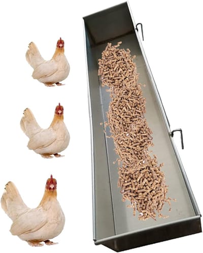 Hangende Voerbak - RVS Bak - Voeren en drinken - Afgeronde randen - L 30cm