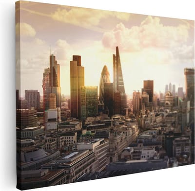 Artaza Canvas Schilderij London - 40x30 cm - Klein - Wanddecoratie Skyline - Muurdecoratie Stad - Kamer Accessoires Woonkamer