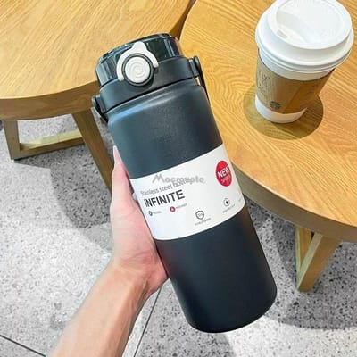 Bouteille Thermos 1.2L Paille Garde Froid Grande Capacité avec et Tasse Thermos Acier Inoxydable Flasque Thermique à Vide Bouteille d'Eau 1200ML white