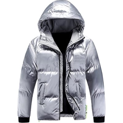 Veste matelassée épaisse et tendance pour homme, vêtement d'hiver rembourré, grande taille, décontractée, ample et brillante 3XL black