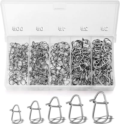 200 Stuks Duo Lock Sea Fish Gourd Pin Clips in 5 Maten voor Vissen, Lure Clips en Snaps voor Baars, Swivels en Lijnverbindingen