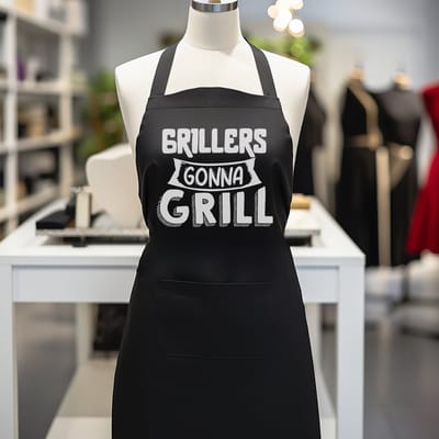 Verstelbaar kookschort, unisex, met 2 Zakken Vloeistof Druppel Waterbestendig Koken Keuken Restaurant Bar Schilderen BBQSchort, voor diverse doeleinden, Zwart Schorten Koksschort Unisex Schorten voor Vrouwen en mannen , GRILLERS GONNA GRILL