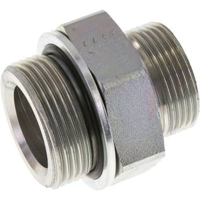 UN 1-7/16''-12 x G 1 1/4'' Verzinkt Stalen Borstnippel ORFS 250 Bar - Hydrauliek - FL2S-M-EZE-107U-114G-O
