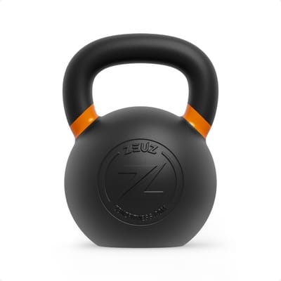 ZEUZ Kettlebell 28 KG – Gewichten voor Fitness & CrossFit - Conditie & Krachttraining – Gietijzer – Oranje