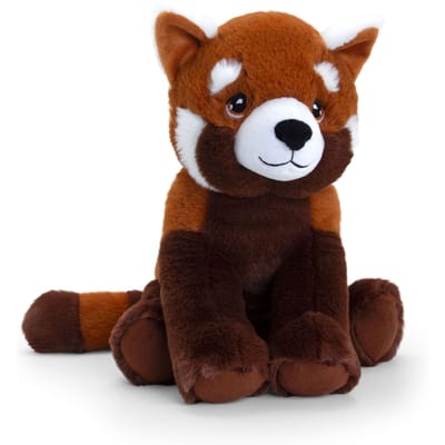 Keel Toys pluche rode Panda knuffeldier - rood/wit - zittend - 30 cm - Luxe Eco kwaliteit knuffels