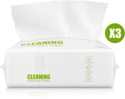 Gloovon® - Wegwerp Washandjes - Gezichtsdoekjes - 80g/m² Extra Dik & Reißfest - 100% Plantaardige Vezels - 180 Stuks (3x60)