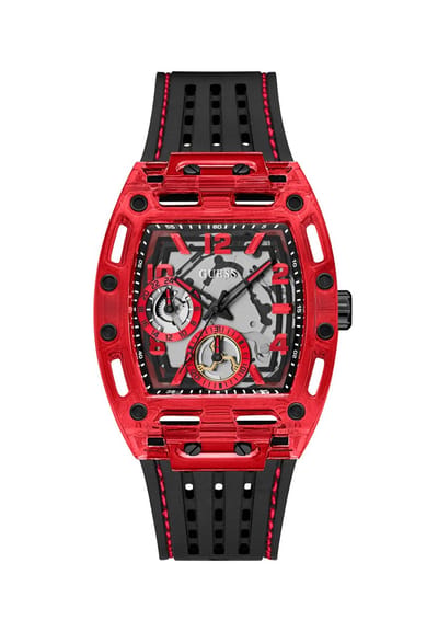 Guess Phoenix Multifunctioneel Horloge Zwart Kast Gemaakt Van 100% Polycarbonaat En Een Armband Van 100% Siliconen 42 GW0499G4
