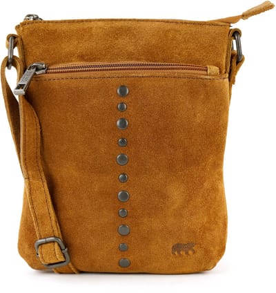 Bear Design Clara Suède Leren Schoudertas met Studs - Cognac