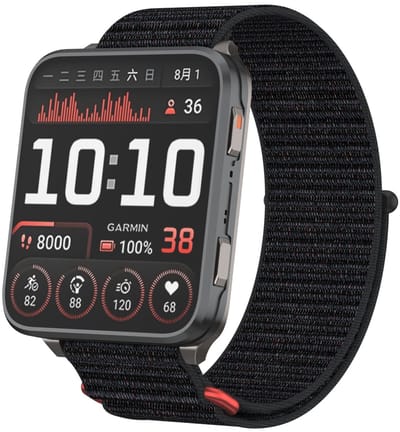 Strap-it Nylon bandje 24mm met klittenbandsluiting - geschikt voor de grote Garmin Venu X1 (zwart)
