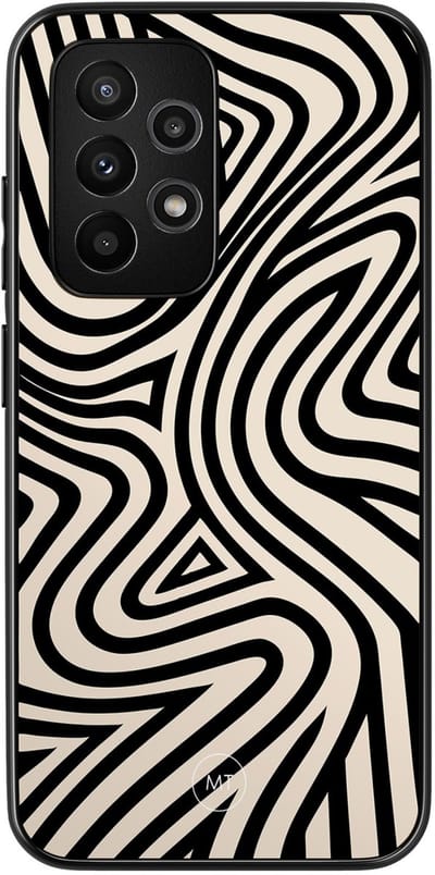 Hoesje geschikt voor Samsung Galaxy A52 5G - Groovy lines - TPU Hard Case Backcover - Zwart, Wit - Mooie Telefoonhoesjes