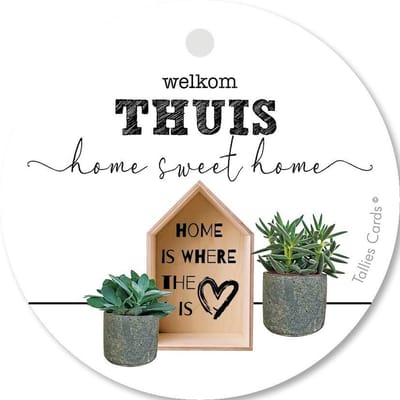 Tallies Cards - kadokaartjes  - bloemenkaartjes - Welkom Thuis - Plant - set van 5 kaarten - welkom thuis - 100% Duurzaam