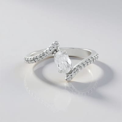 Cavill - Zilveren Ring - 925 Sterling Zilver - 0 675 ct Ovale Cambodjaanse Zirkoon - 0 853 ct Totaal - Elegant Filigrain Design Damesring
