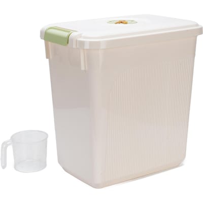 Rijstopbergcontainer Vochtbestendig Luchtdicht Verdikt PP Rijstbak met Deksel voor Meel Granen 15kg / 33.1lb beige