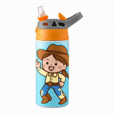 Lieve Pastel Bloesem Drinkfles – Zachte Drinkfles voor Bloemen Fans en Tuin Liefhebbers - Waterfles voor kinderen (wit/oranje)