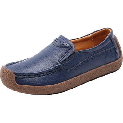 Chaussures pour femmes printemps et automne modèles de maternité chaussures simples à fond plat et à tête carrée chaussures à fond souple à bouche peu profonde chaussures à haricots de grande taille mocassins 42 bleu