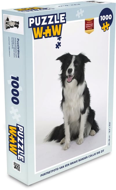 Puzzel Portretfoto van een brave border collie die zit - Legpuzzel - Puzzel 1000 stukjes volwassenen