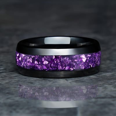 Mode Heren RVS Ringen Rood Koa Hout Inleg Hoogglans Gepolijst Trouwring Ring voor Mannen Vrouwen Jubileum Sieraden 9 black