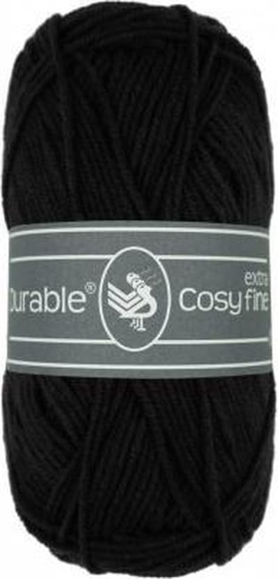 10 x Durable Cosy extra fine black - zwart (325) - acryl en katoen garen - 50 grams - pendikte 3 a 3,5mm