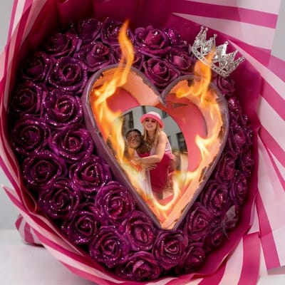 Glitter Rozen Boeket - Nepbloemen Boeket - Bijzonder Cadeau - Met Foto Onthulling - 12 Bloem - Meerdere kleuren