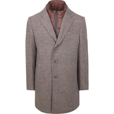 Suitable Coat Wol Pepita Beige Camel - Maat 46 - Heren - Mantels & coats