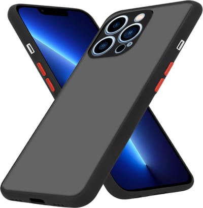 Cadorabo Hoesje geschikt voor Apple iPhone 13 PRO in MATT ZWART - Hybride beschermhoes met TPU siliconen Case Cover binnenkant en matte plastic achterkant