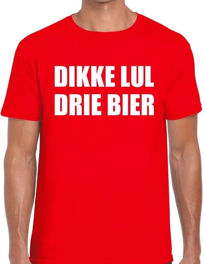Dikke Lul Drie Bier heren shirt rood - Heren feest t-shirts S