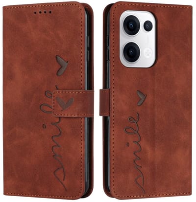 Coverup Hoesje - Geschikt voor OPPO Reno13 5G Hoesje - Coverup Smile Book Case - Bruin